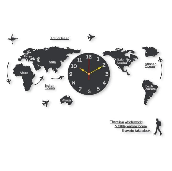 Wooden World Map Clock